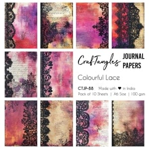 CrafTangles Journal Papers (A6 pack of 10 sheets) - Colourful Lace