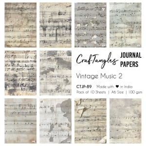 CrafTangles Journal Papers (A6 pack of 10 sheets) - Vintage Music 2