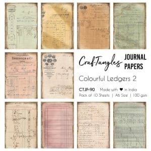 CrafTangles Journal Papers (A6 pack of 10 sheets) - Colourful Ledgers 2