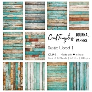 CrafTangles Journal Papers (A6 pack of 10 sheets) - Rustic Wood 1