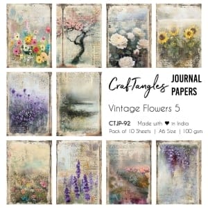 CrafTangles Journal Papers (A6 pack of 10 sheets) - Vintage Flowers 5