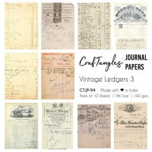 CrafTangles Journal Papers (A6 pack of 10 sheets) - Vintage Ledgers 3