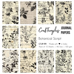 CrafTangles Journal Papers (A6 pack of 10 sheets) - Botanical Script