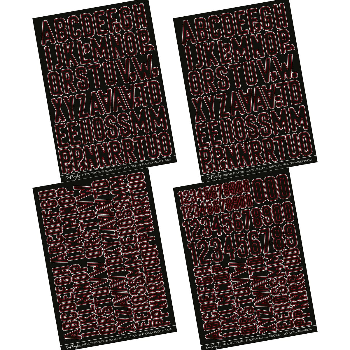 CrafTangles Precut Journal Stickers - Uppercase Alphabets - Black