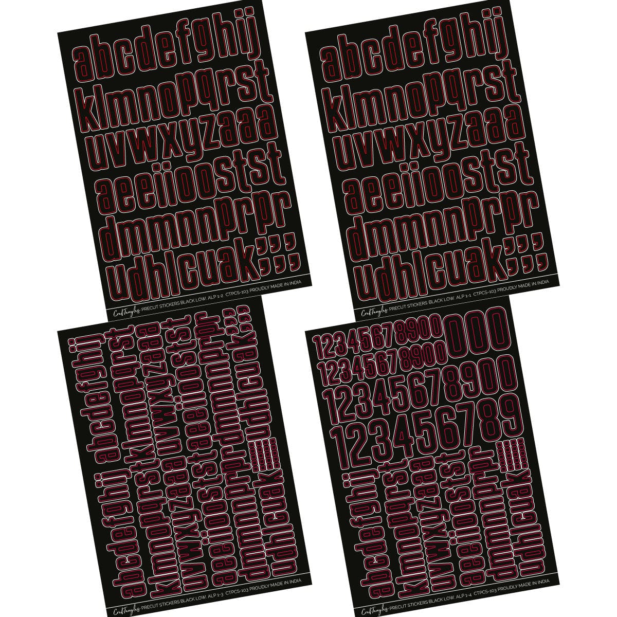 CrafTangles Precut Journal Stickers - Lowercase Alphabets - Black