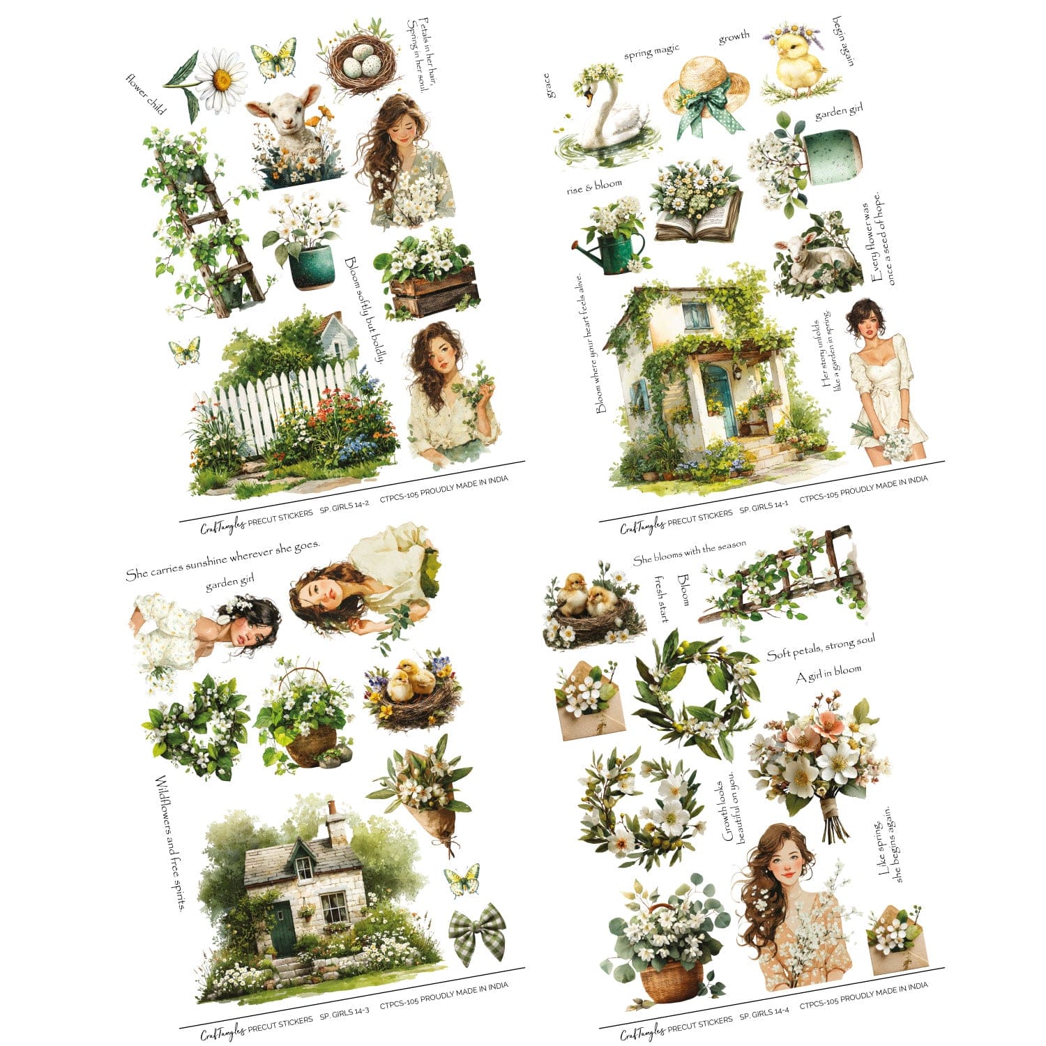 CrafTangles Precut Journal Stickers - Spring Girls 14 - Image 2