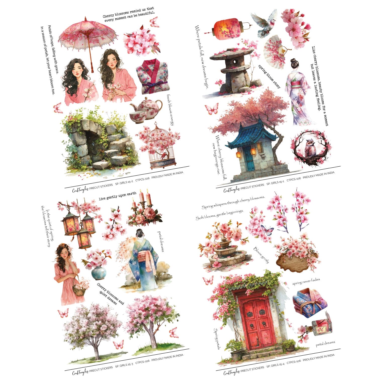 CrafTangles Precut Journal Stickers - Spring Girls 15 - Image 3