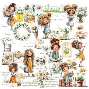 CrafTangles Precut Journal Stickers - Whimsical Girls 1