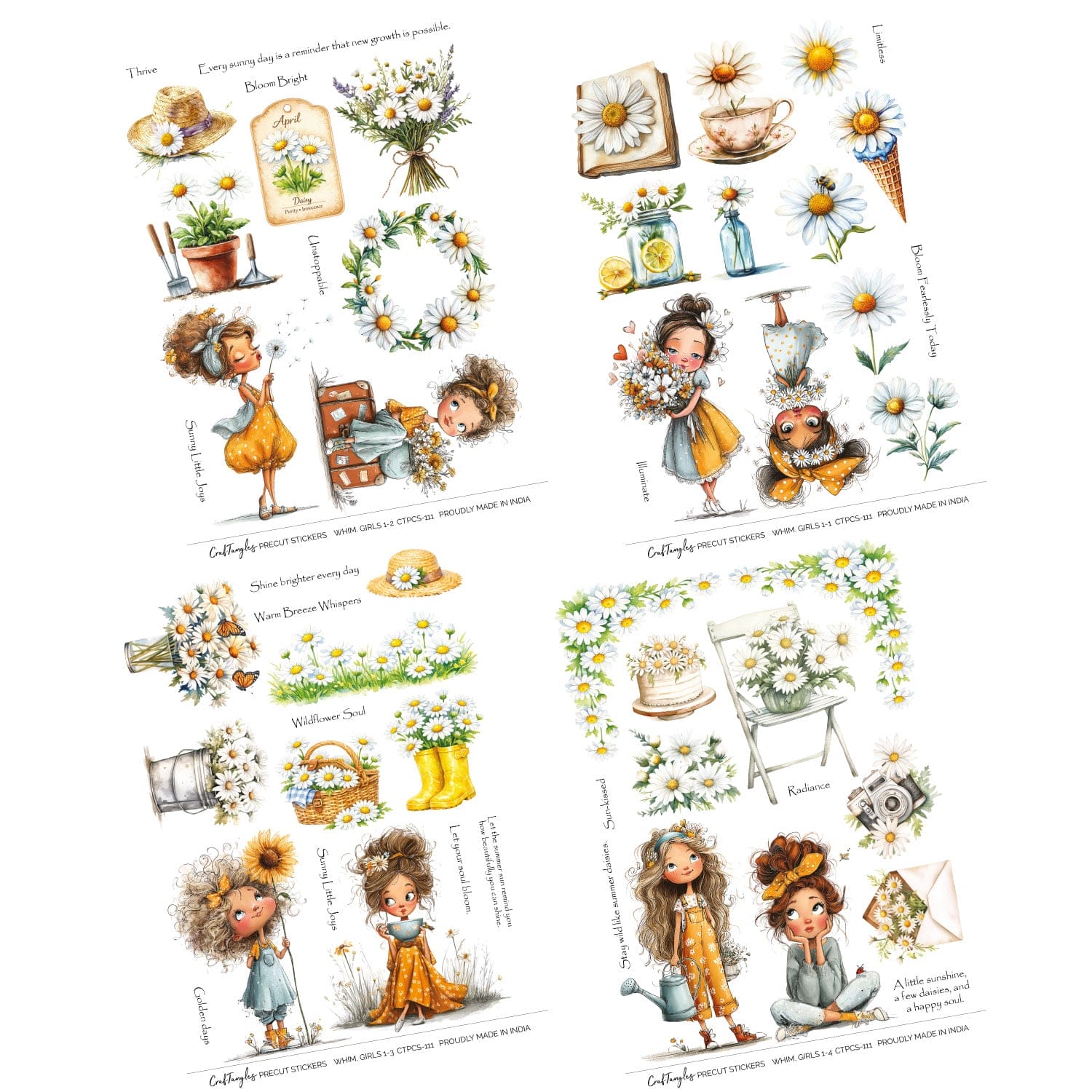 CrafTangles Precut Journal Stickers - Whimsical Girls 1 - Image 3