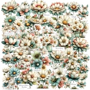 CrafTangles Precut Journal Stickers - Spring Flowers 19