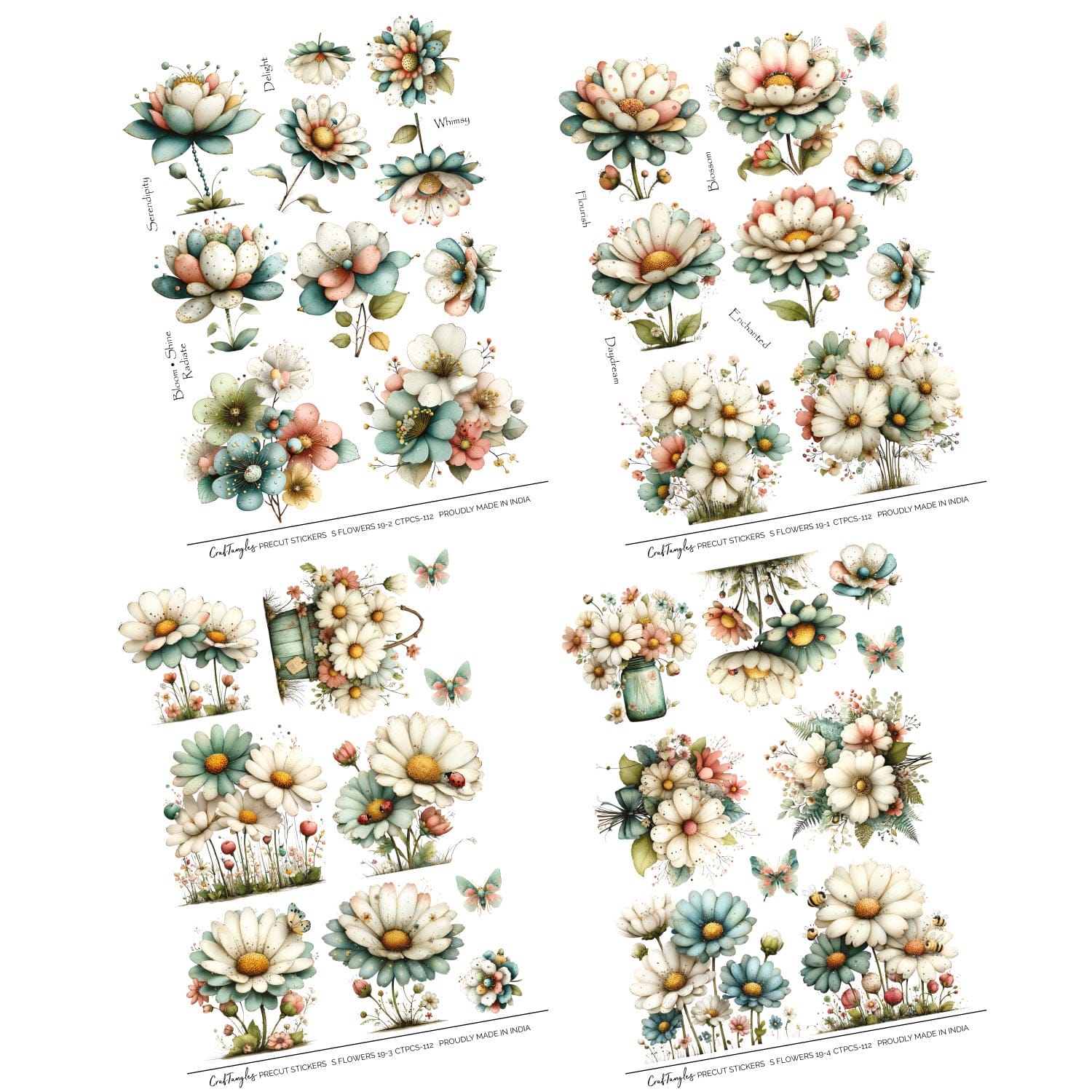 CrafTangles Precut Journal Stickers - Spring Flowers 19 - Image 2