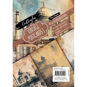 CrafTangles Decoupage Paper Pack - Vintage Postcards 1 (A4) - 4 sheets