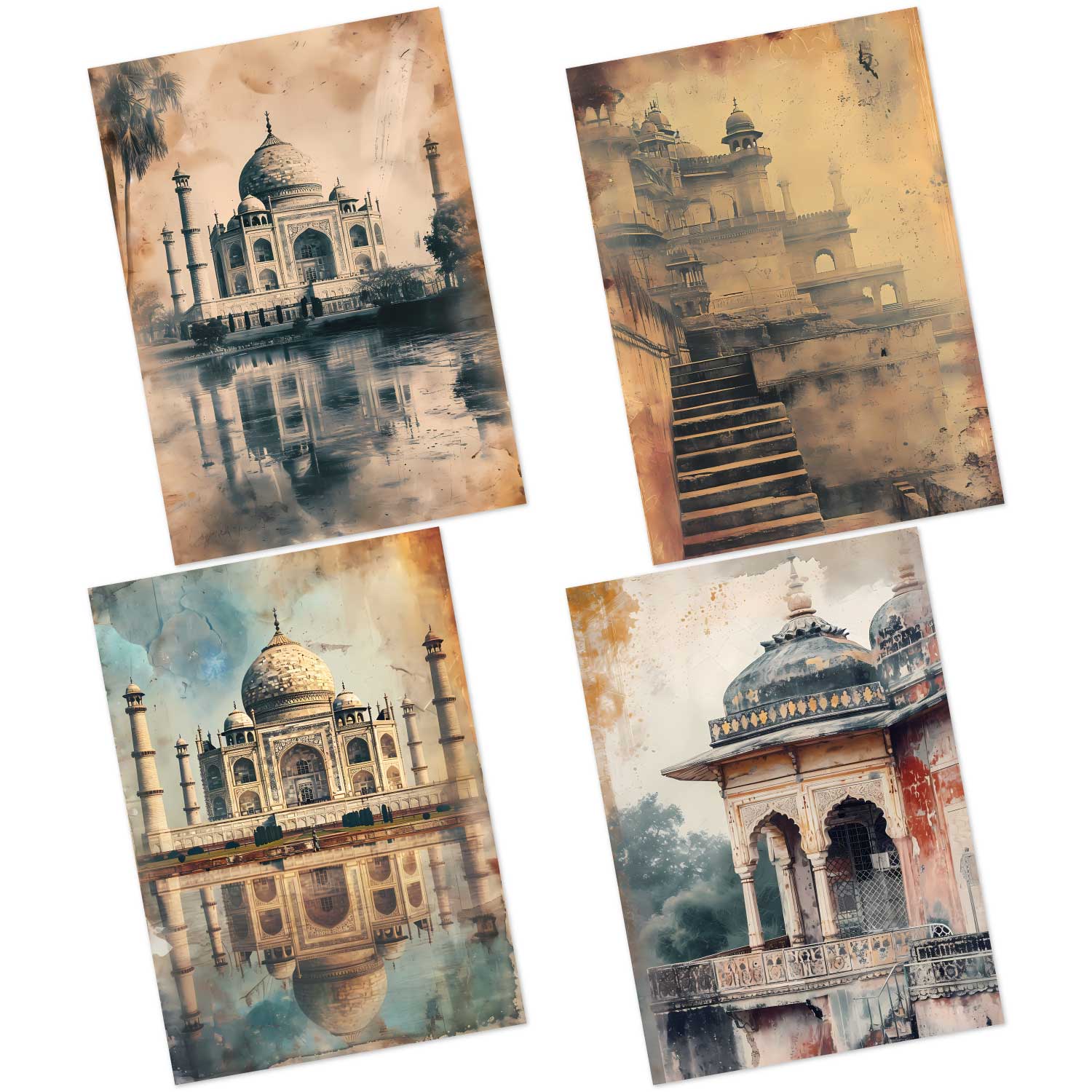 CrafTangles Decoupage Paper Pack  - Vintage Postcards 1 (A4) - 4 sheets - Image 2