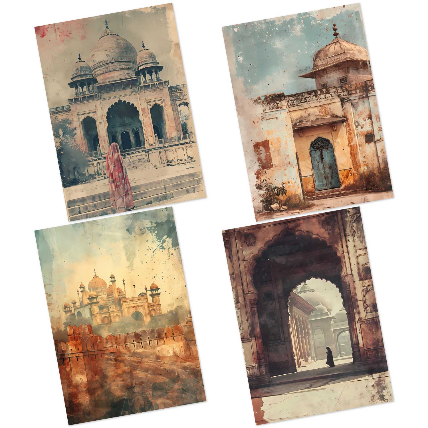 CrafTangles Decoupage Paper Pack  - Vintage Postcards 2 (A4) - 4 sheets - Image 2