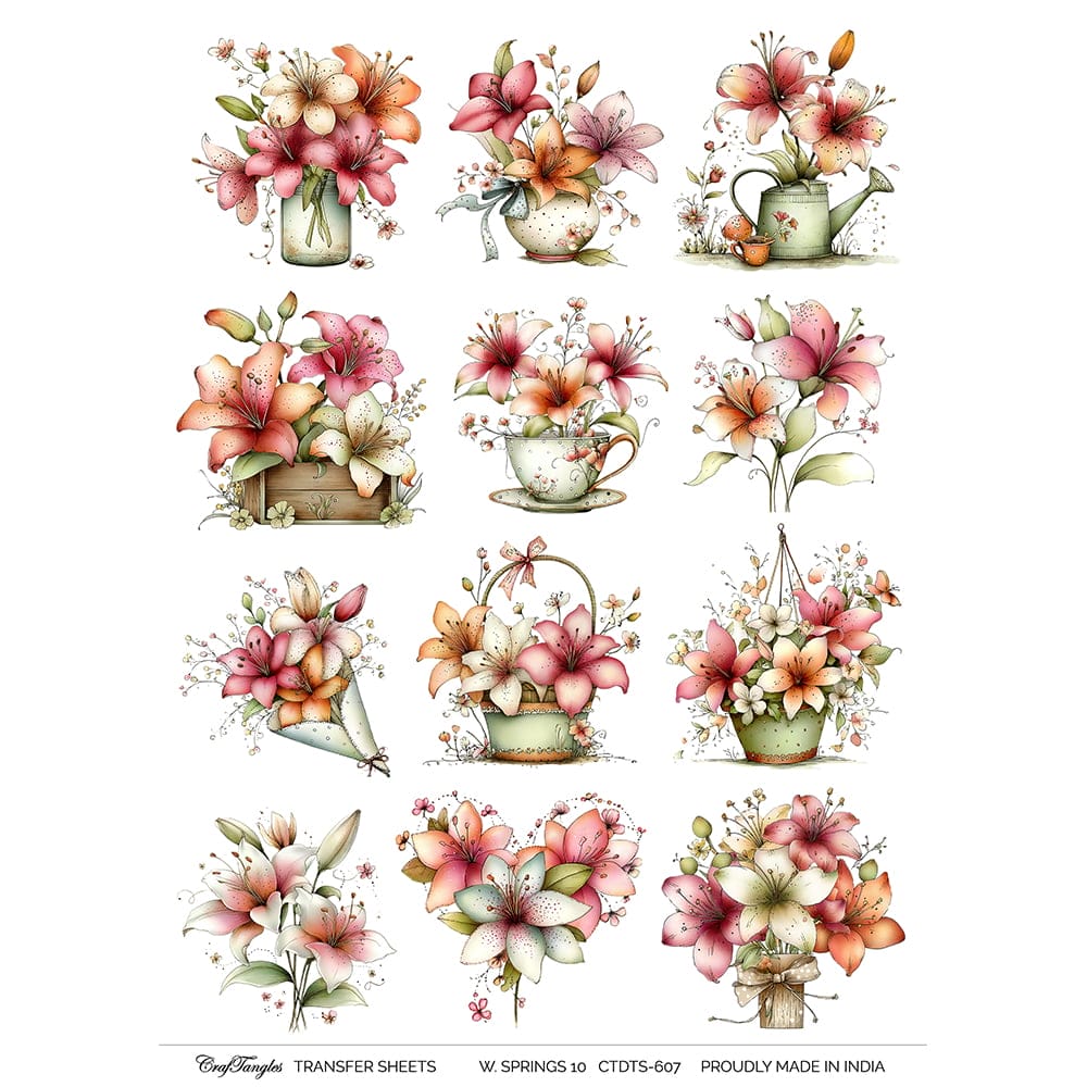 CrafTangles A4 Transfer It Sheets - Watercolor Spring 10