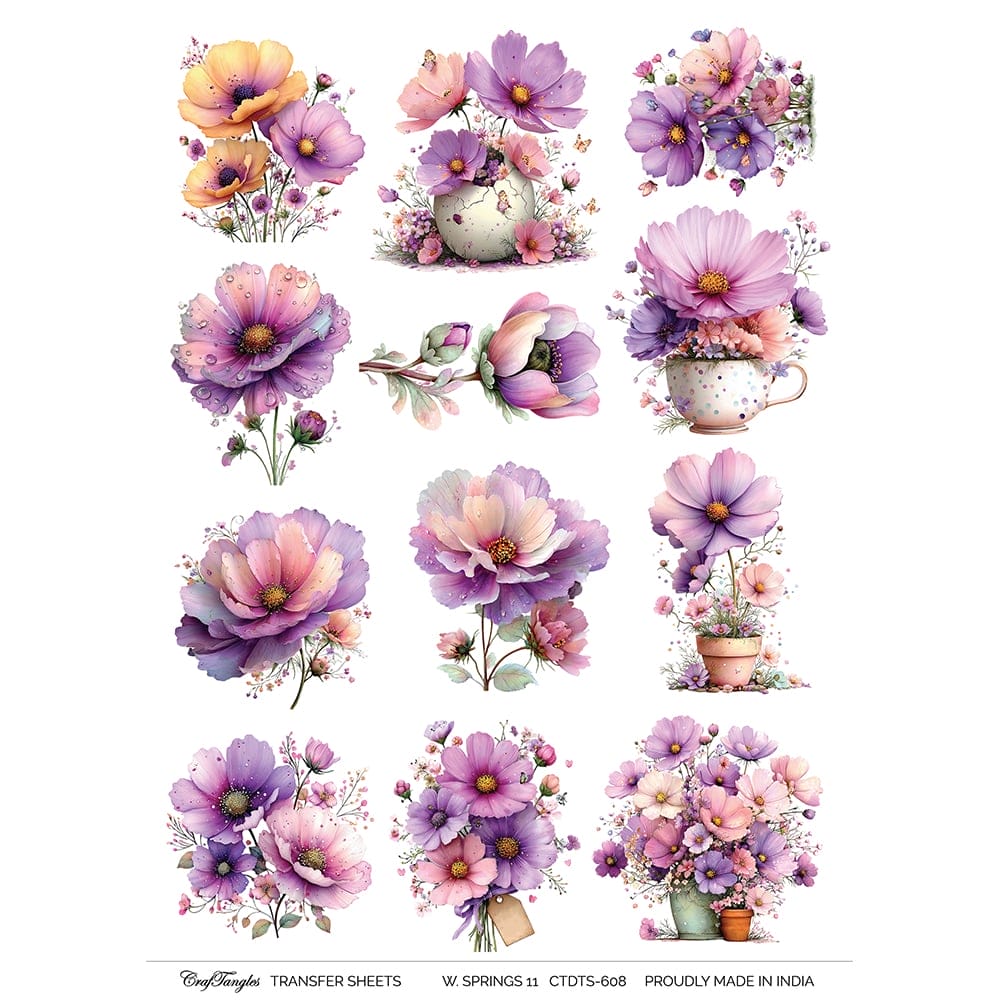 CrafTangles A4 Transfer It Sheets - Watercolor Spring 11
