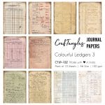 CrafTangles Journal Papers (A6 pack of 10 sheets) - Colourful Ledgers 3 (100 gsm)