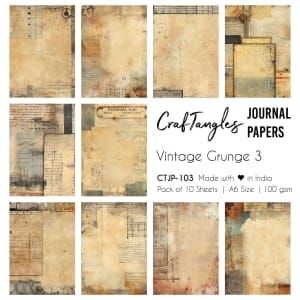 CrafTangles Journal Papers (A6 pack of 10 sheets) - Vintage Grunge 3 (100 gsm)