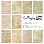 CrafTangles Journal Papers (A6 pack of 10 sheets) - Vintage Books 1 (100 gsm)