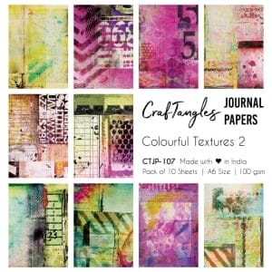 CrafTangles Journal Papers (A6 pack of 10 sheets) - Colourful Textures 2 (100 gsm)