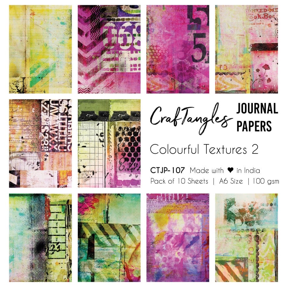 CrafTangles Journal Papers (A6 pack of 10 sheets) - Colourful Textures 2 (100 gsm) CTJP 107 Colourful Textures 2 Craftangles journal paper CrafTangles Journal Papers (A6 pack of 10 sheets) - Colourful Textures 2 (100 gsm)